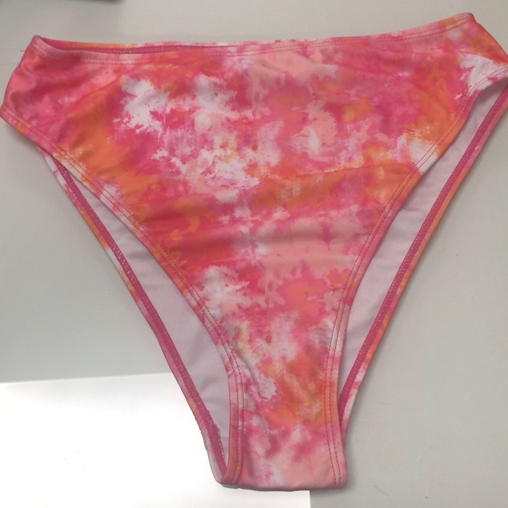 La La swim pink/orange tie dye bikini top and bottom new with tags size M